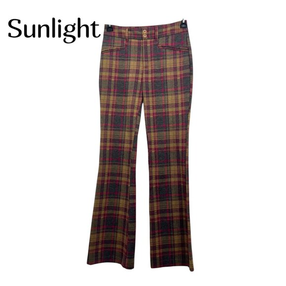 Anthropologie Plaid Flared The Essential Trousers Womens Size US 0 - Picture 1 of 12